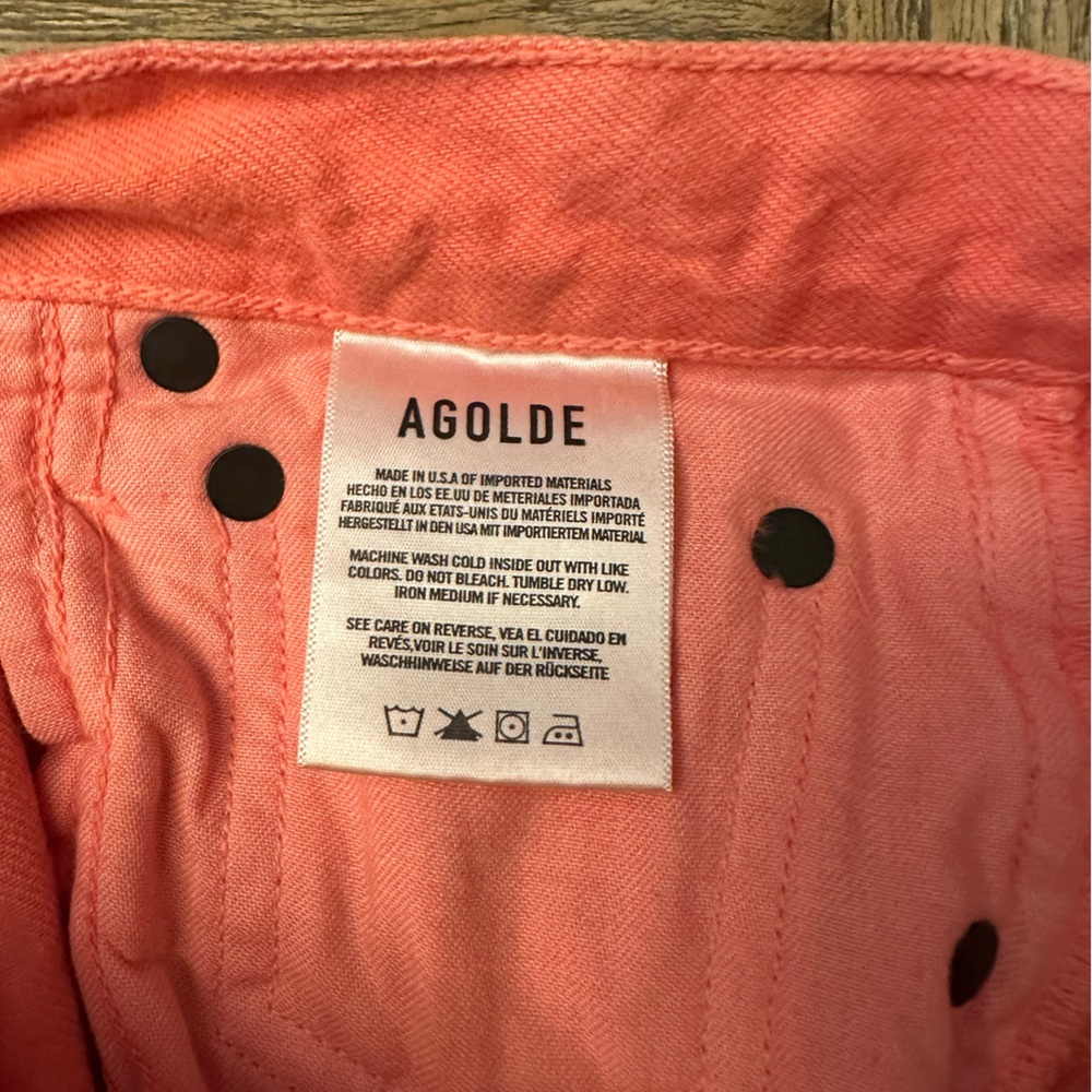 AGolde 90s Pinch Waist Straight Leg Jeans Coral Size 25 - Picture 6 of 7